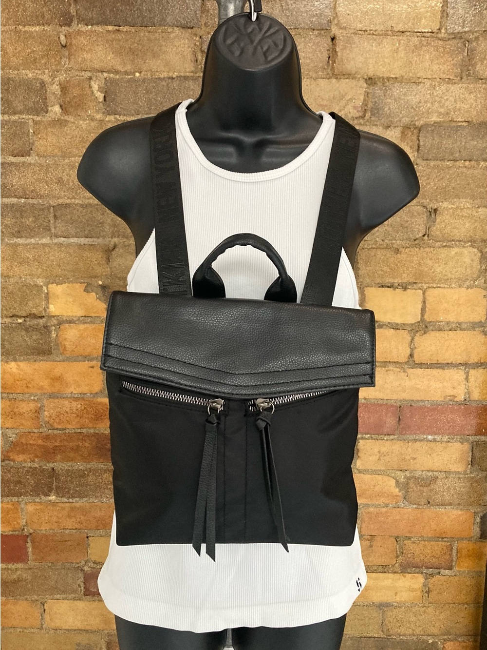 Botkier NY Black Backpack with Leather Flap